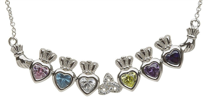 Mother & Family Claddagh & Trinity Birthstone Pendant Necklace LS-MP6-T - Claddagh Ring