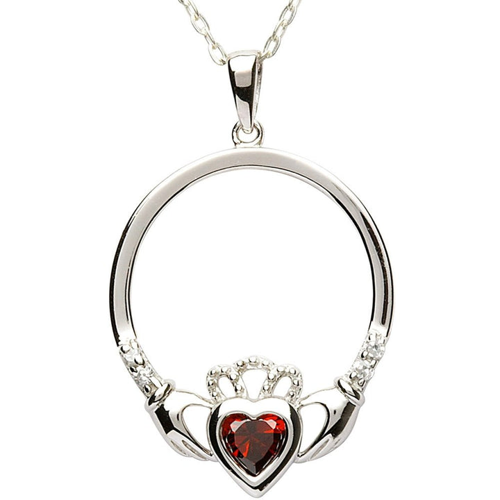 JANUARY Birthstone Silver Claddagh Pendant LS-SP91-1 - Claddagh Ring