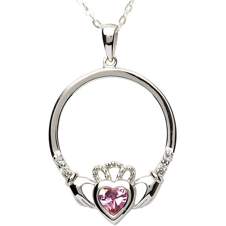 OCTOBER Birthstone Silver Claddagh Pendant LS-SP91-10 - Claddagh Ring