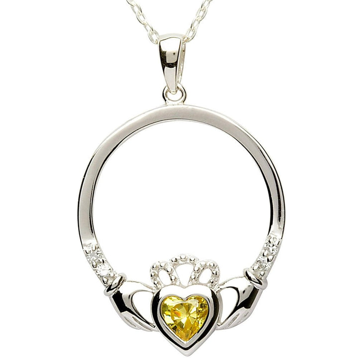 NOVEMBER Birthstone Silver Claddagh Pendant LS-SP91-11 - Claddagh Ring