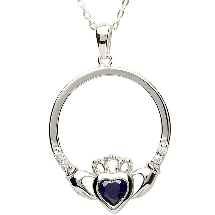 SEPTEMBER Birthstone Silver Claddagh Pendant LS-SP91-9 - Claddagh Ring
