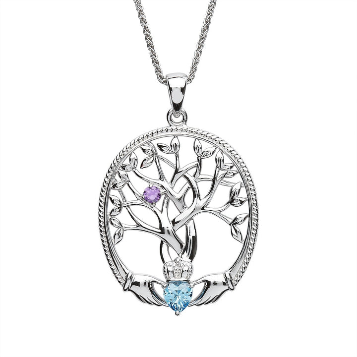 Irish Family Claddagh Tree of Life Birthstone Pendant Mother and Child - SP2247-1 - Claddagh Ring