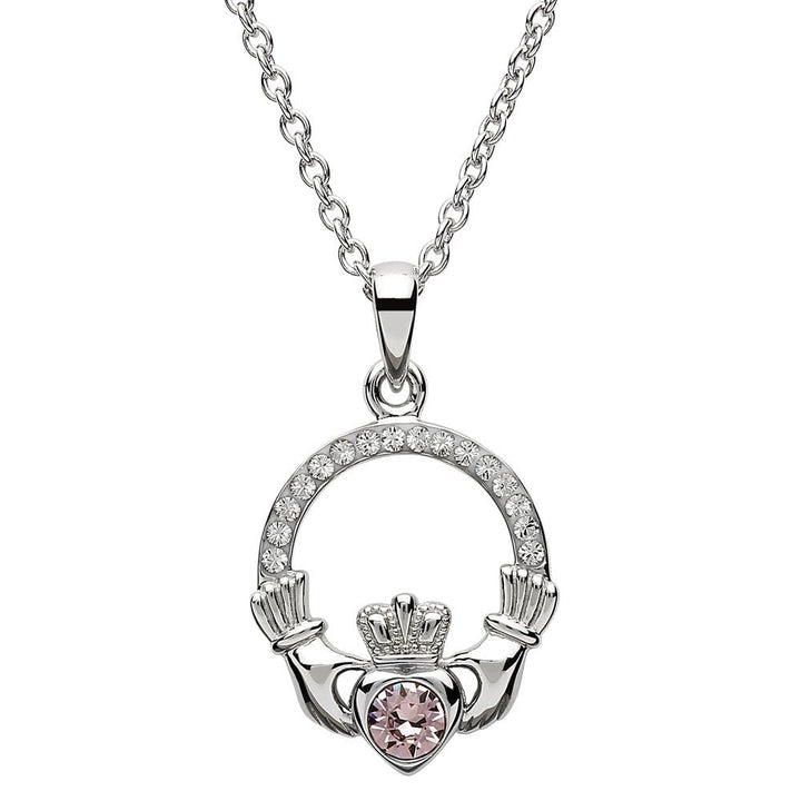 Sterling Silver Claddagh Birthstone June Pendant with Swarovski Crystals - SW101AX - Claddagh Ring