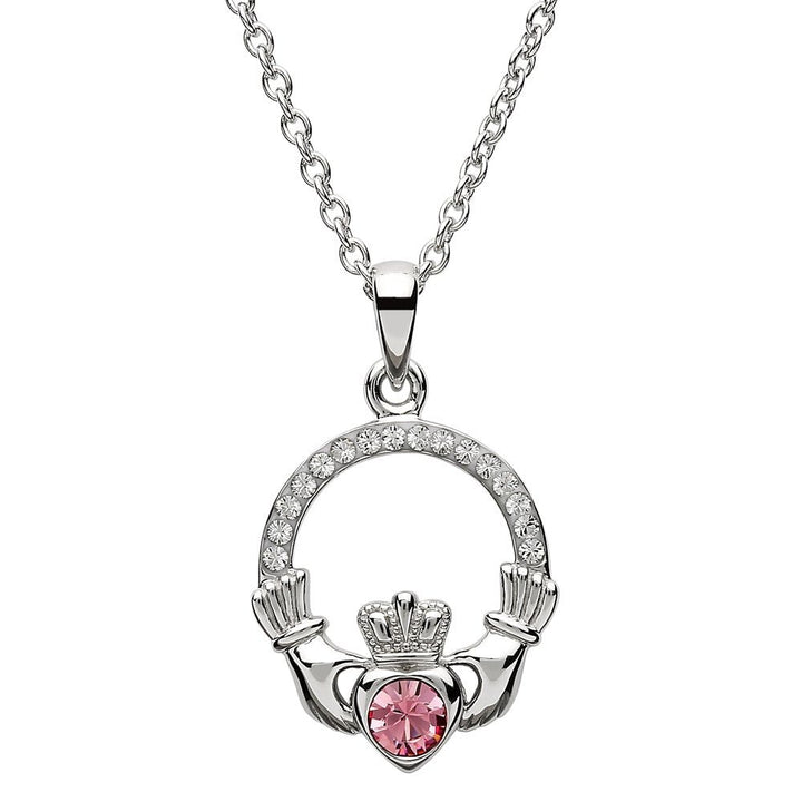 Sterling Silver Claddagh Birthstone October Pendant with Swarovski Crystals - SW101PCZ - Claddagh Ring
