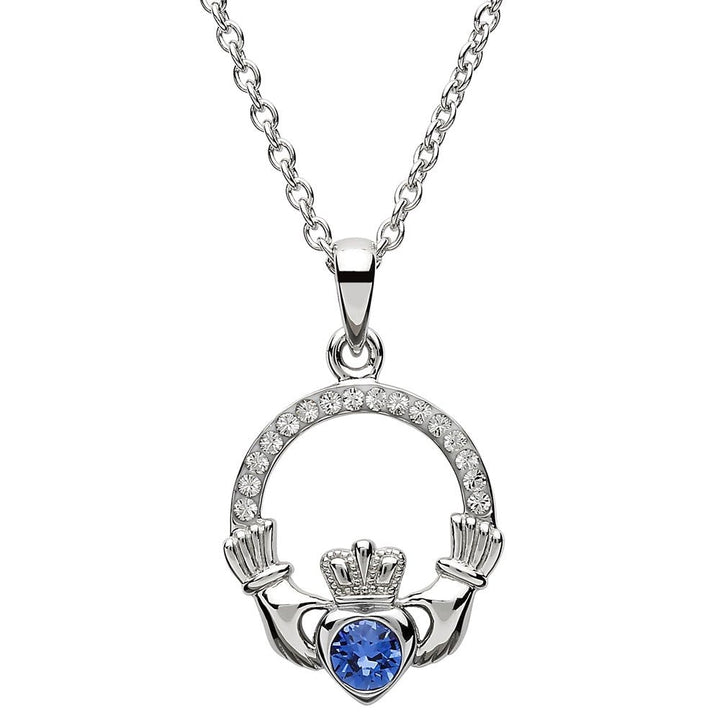 Sterling Silver Claddagh Birthstone September Pendant with Swarovski Crystals - SW101S - Claddagh Ring