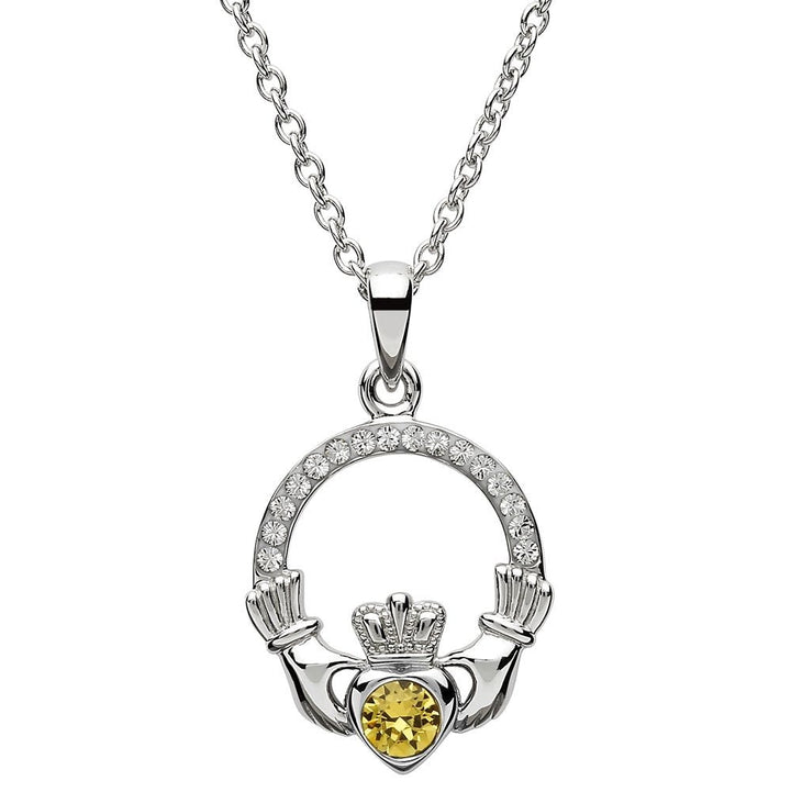 Sterling Silver Claddagh Birthstone November Pendant with Swarovski Crystals - SW101TZ - Claddagh Ring