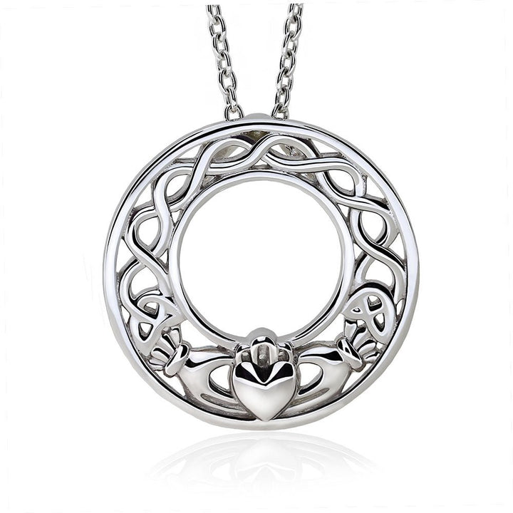 Sterling Silver Claddagh Pendant UPS-6158 with Chain - Claddagh Ring