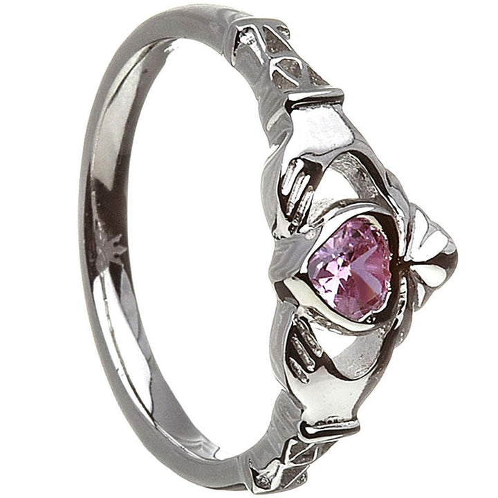 OCTOBER Birthstone Silver Claddagh Ring LS-BSRV2-10 - Claddagh Ring