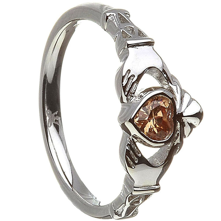 NOVEMBER Birthstone Silver Claddagh Ring LS-BSRV2-11 - Claddagh Ring