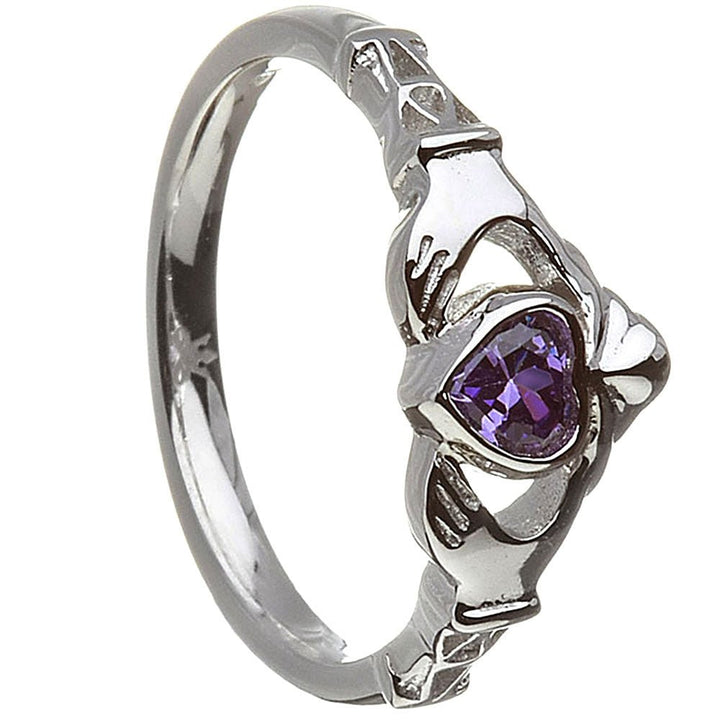 FEBRUARY Birthstone Silver Claddagh Ring LS-BSRV2-2 - Claddagh Ring