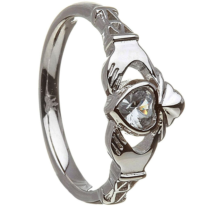 MARCH Birthstone Silver Claddagh Ring LS-BSRV2-3 - Claddagh Ring