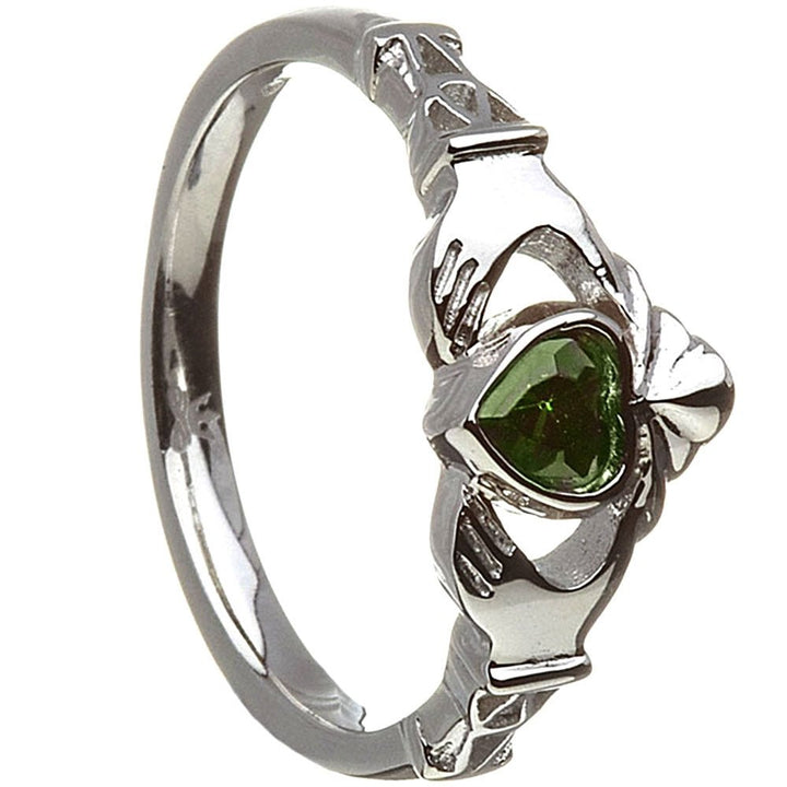 MAY Birthstone Silver Claddagh Ring LS-BSRV2-5 - Claddagh Ring