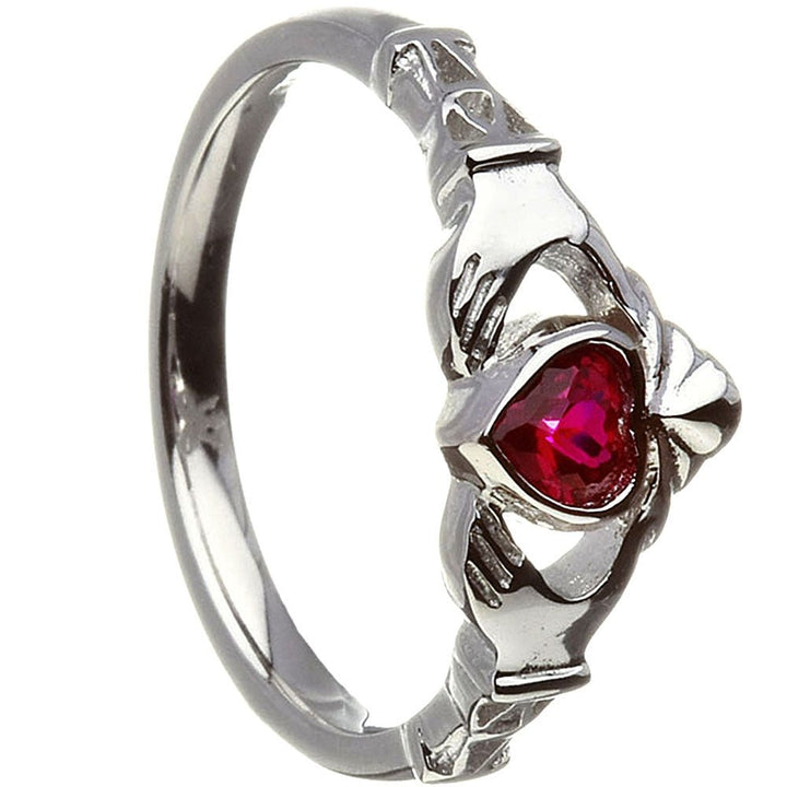 JULY Birthstone Silver Claddagh Ring LS-BSRV2-7 - Claddagh Ring