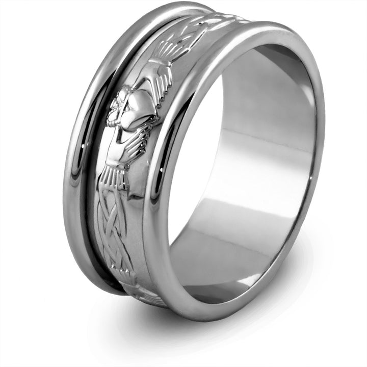 Retired Mans Sterling Silver Claddagh Wedding Ring MS-RS42Trim - Claddagh Ring