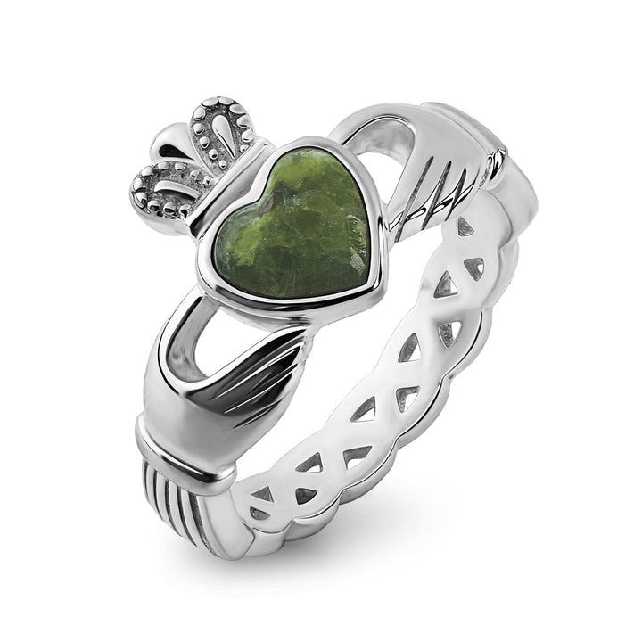 Claddagh Ring S-S2887 Ladies Sterling Silver with Connemara Marble - Claddagh Ring