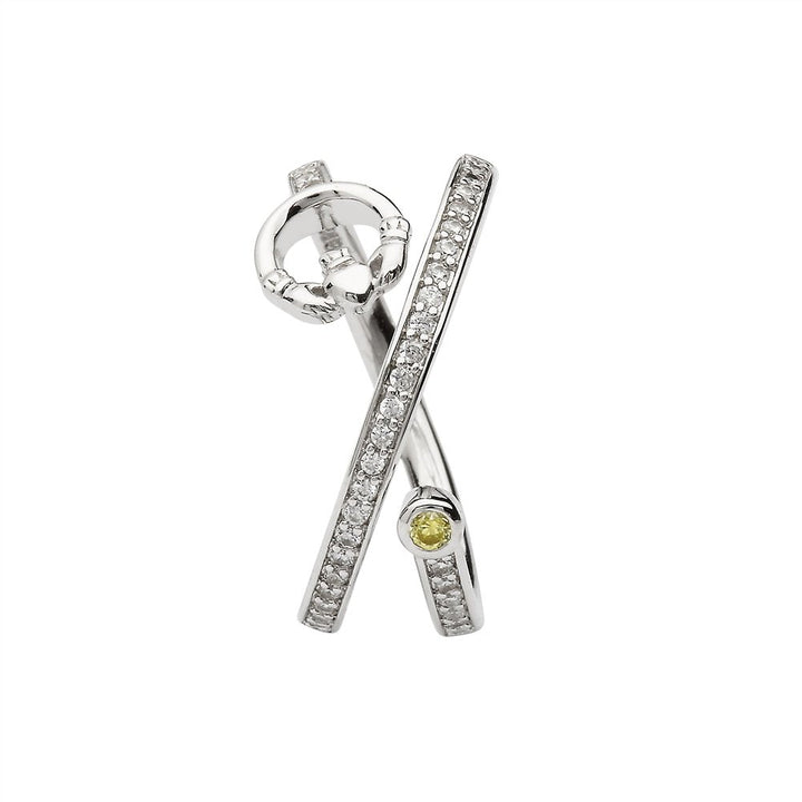 Sterling Silver Claddagh Crisscross Ring Set With Peridot Stone - SL103 - Claddagh Ring