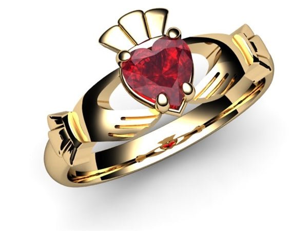 RUBY 14K Gold Claddagh Ring <font color="#FF0000"> IN STOCK! Ships in 48 Hours!</font> - Claddagh Ring