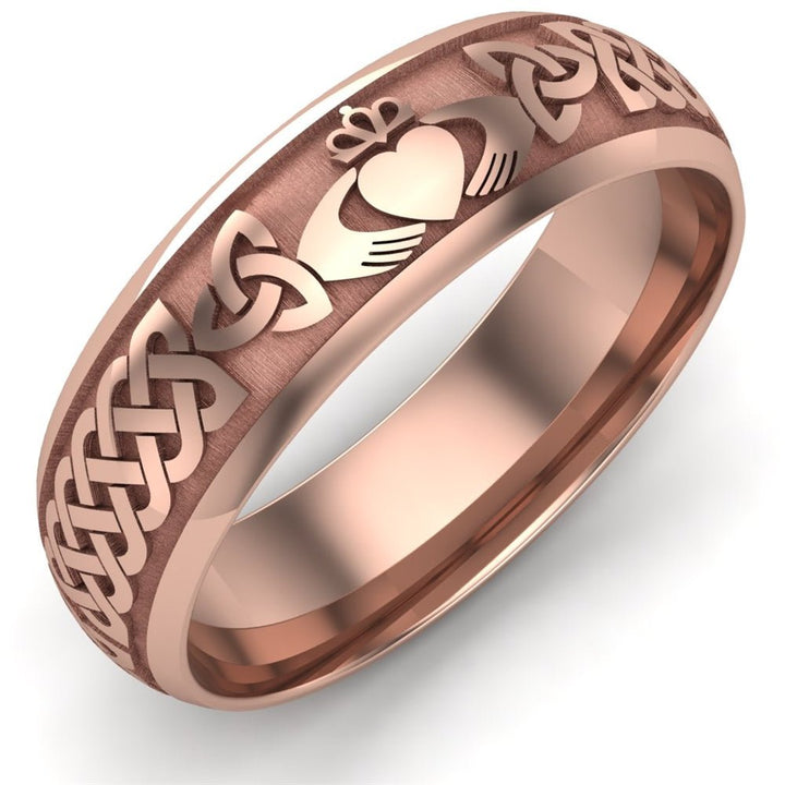 Claddagh Wedding Ring UCL1-14R6LIGHT - 14K Rose Gold LIGHT WEIGHT - Claddagh Ring