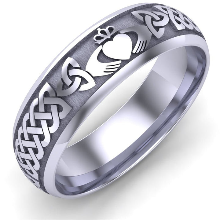 Claddagh Wedding Ring UCL1-14W6LIGHT - 14K White Gold LIGHT WEIGHT - Claddagh Ring