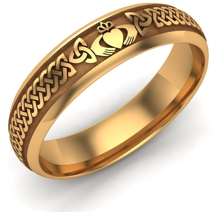 Claddagh Wedding Ring UCL1-14Y5LIGHT - 14K Yellow Gold LIGHT WEIGHT - Claddagh Ring