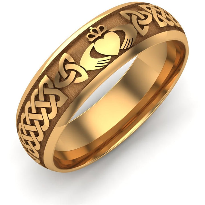 Claddagh Wedding Ring UCL1-14Y6LIGHT - 14K Yellow Gold LIGHT WEIGHT - Claddagh Ring