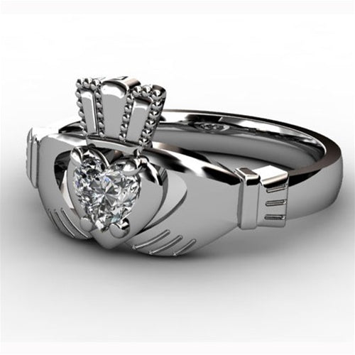 1/4 Carat Diamond Claddagh Engagement Ring WHITE-ASU2-25 - Claddagh Ring