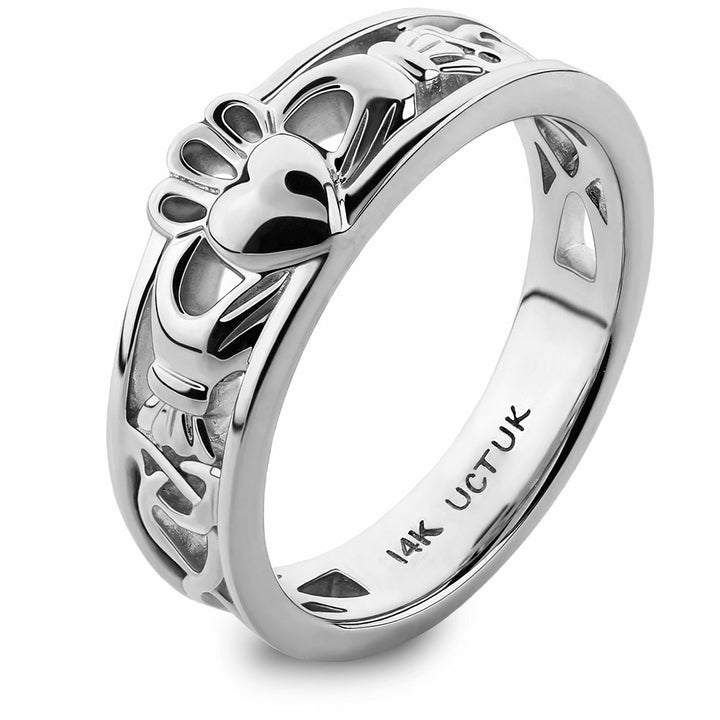 Gold Claddagh Ring ULG-6157W in 14K White Gold <font color="#FF0000"> IN STOCK! Ships in 24 Hours!</font> - Claddagh Ring
