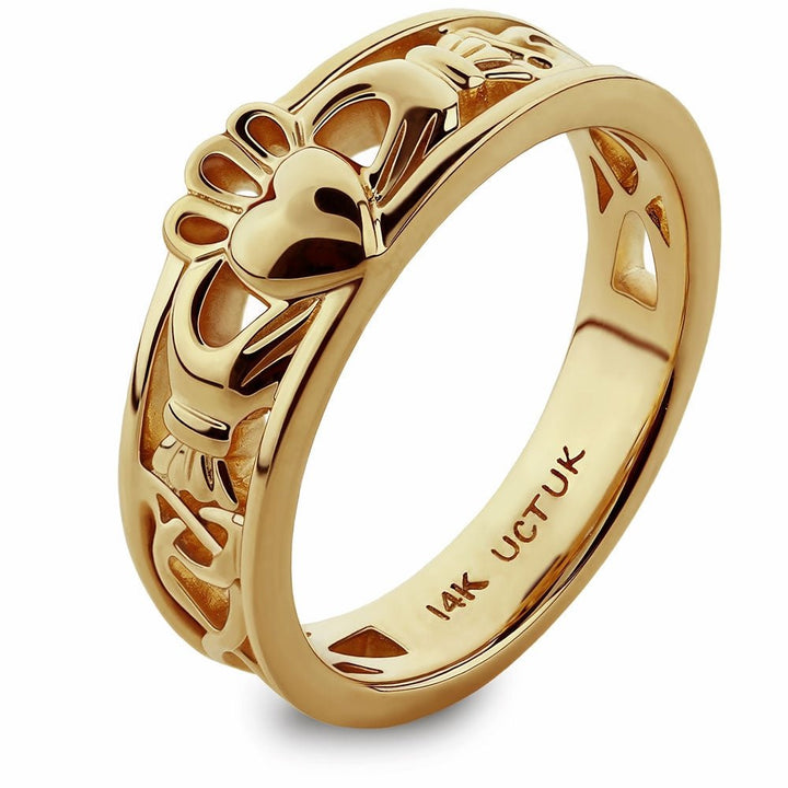 Gold Claddagh Ring ULG-6157Y in 14K Yellow Gold <font color="#FF0000"> IN STOCK! Ships in 24 Hours!</font> - Claddagh Ring