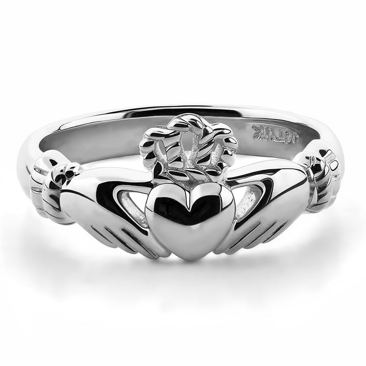 Gold Claddagh Ring ULG-6334W in 14K White Gold <font color="#FF0000"> IN STOCK! Ships in 24 Hours!</font> - Claddagh Ring