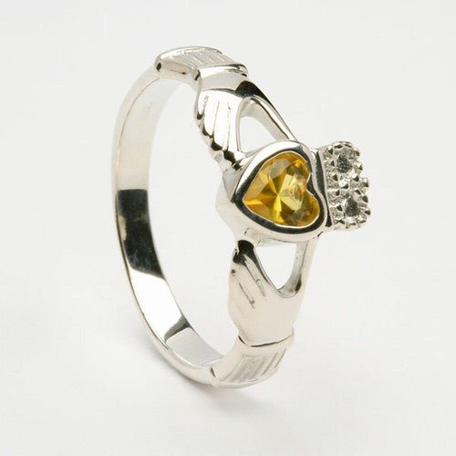 Retired NOVEMBER Birthstone Silver Claddagh Ring LS-BSR-11 - Claddagh Ring