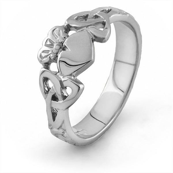 Ladies Silver Claddagh Ring with Trinity Knots LS-CLAD36 - Claddagh Ring