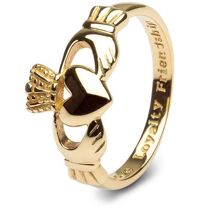 MENS 14K Yellow Gold Claddagh Ring SMG-14G7 - Claddagh Ring