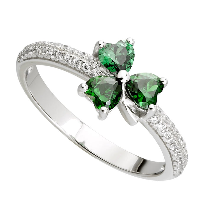 Celtic Ring S-S21039 Ladies Sterling Silver Shamrock Ring - Claddagh Ring
