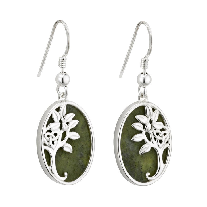 Sterling Silver Connemara Marble Irish Tree of Life Earrings - S33769 - CladdaghRING.com