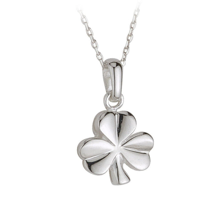 Sterling Silver Shamrock Pendant with Chain - S44015 - CladdaghRING.com