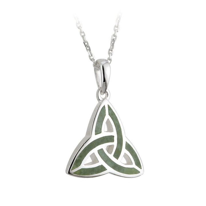 Sterling Silver Connemara Marble Trinity Knot Pendant with Chain - S44701 - CladdaghRING.com