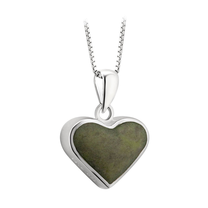 Sterling Silver Connemara Marble Heart Pendant with Chain - S46614 - CladdaghRING.com