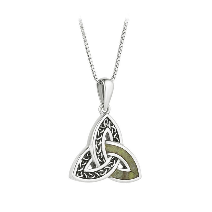 Sterling Silver Connemara Marble Trinity Knot Pendant with Chain - S47058 - CladdaghRING.com