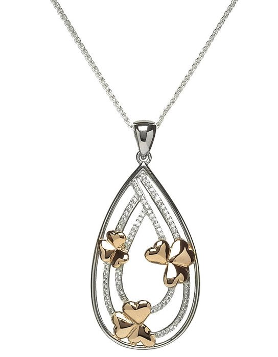 Retired Sterling Silver Shamrock Pendant with CZ BP11 - Claddagh Ring