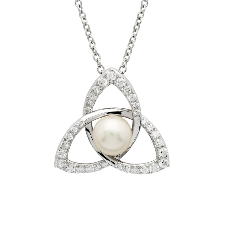 Sterling Silver Trinity Knot Pearl Pendant with Chain SP2274 - Claddagh Ring
