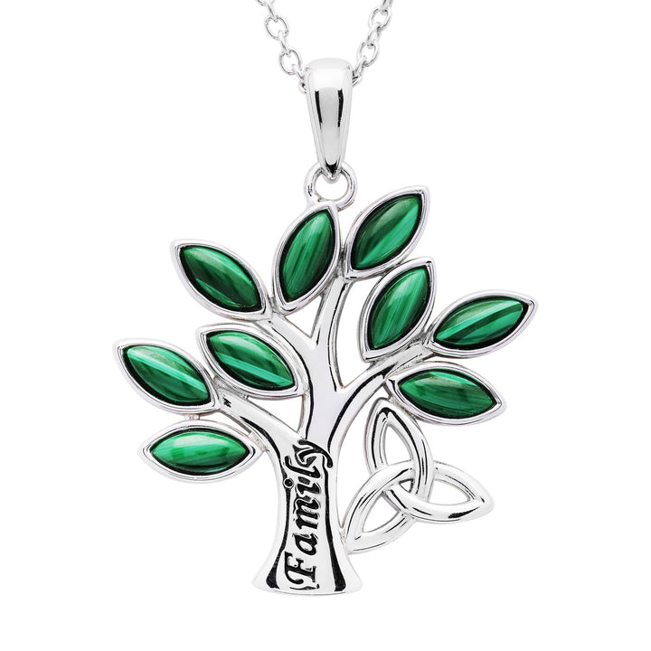 Sterling Silver Tree of Life Malachite Pendant SP2285 - Claddagh Ring