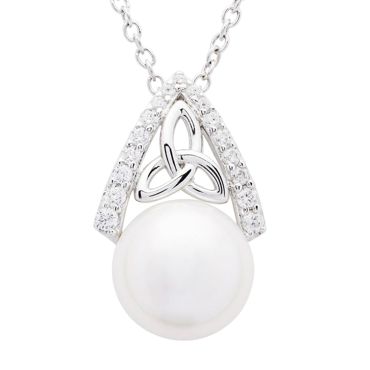Ladies Celtic Trinity Knot Pearl Pendant with Chain SP2291 - Claddagh Ring