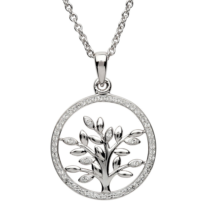 Sterling Silver Tree Of Life Pendant and Chain Embellished With Swarovski Crystals ST50 - Claddagh Ring