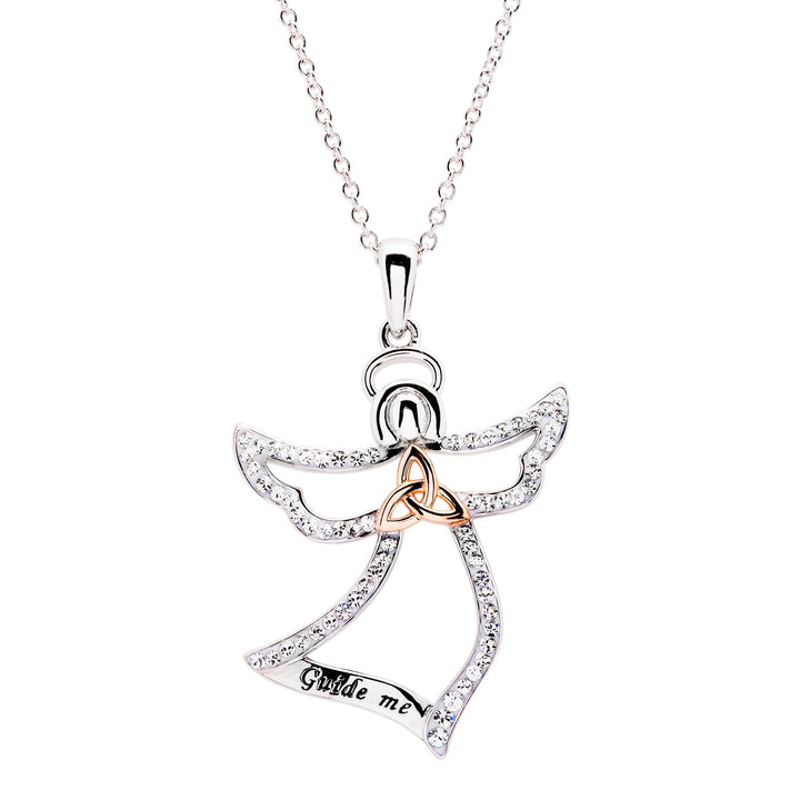 Sterling Silver Swarovski "Guide Me" Angel Trinity Pendant SW207 - Claddagh Ring