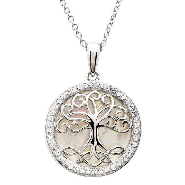 Sterling Silver Mother of Pearl Celtic Tree of Life Pendant with Chain - SW229 - Claddagh Ring