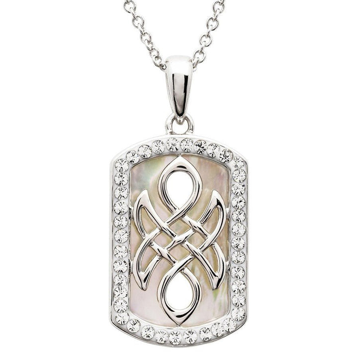 Sterling Silver Mother of Pearl Celtic Pendant with Chain - SW230 - Claddagh Ring