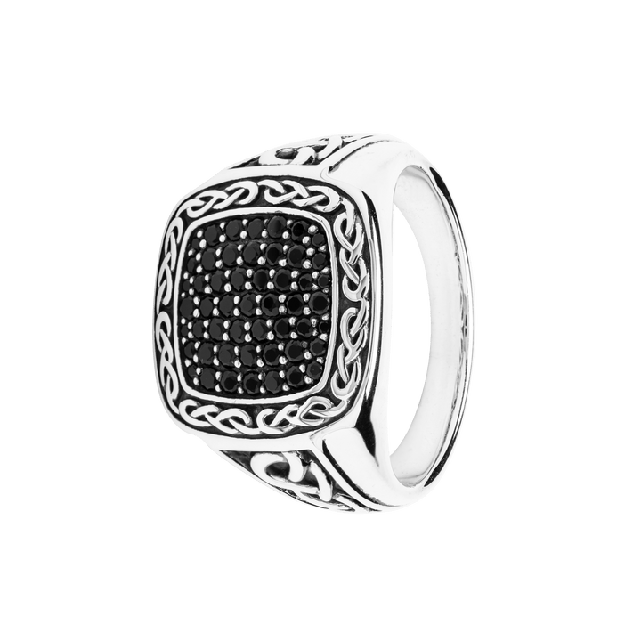 Sterling Silver Gent's Black Spinel Ring Hunter Collection SD26 - Claddagh Ring