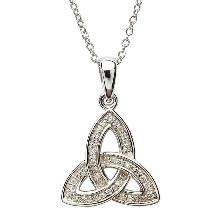 Sterling Silver Stone Set Celtic Trinity Knot Pendant SP2080CZ - Claddagh Ring
