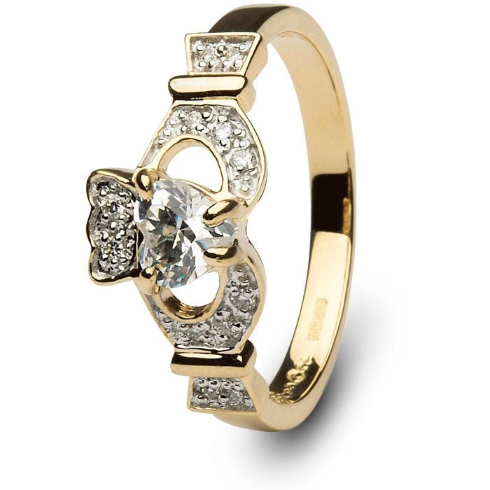 1/3 or 1/2 Carat Diamond Claddagh Engagement Ring SL-14L68DD - Claddagh Ring