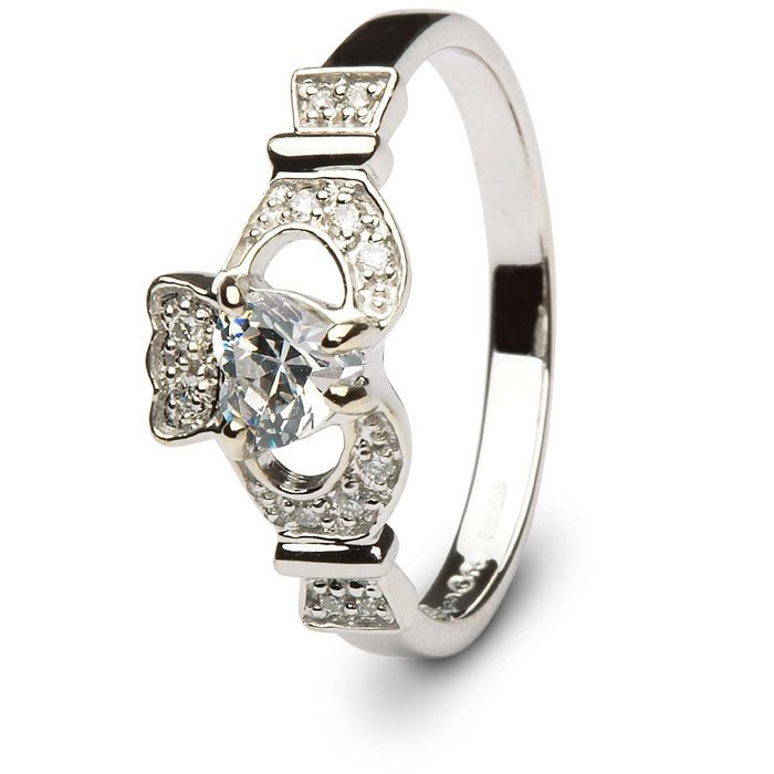 1/3 or 1/2 Carat Diamond Claddagh Engagement Ring SL-14L68WDD - Claddagh Ring
